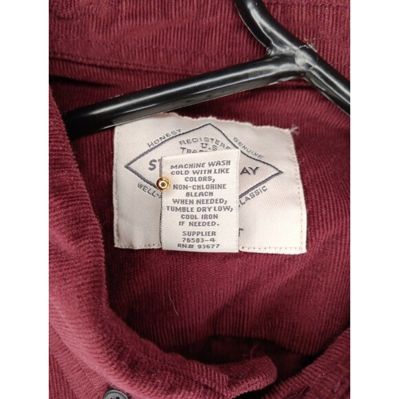 Mens St Johns Bay Button Up Long Sleeve Burgundy Medium - Picture 4 of 5